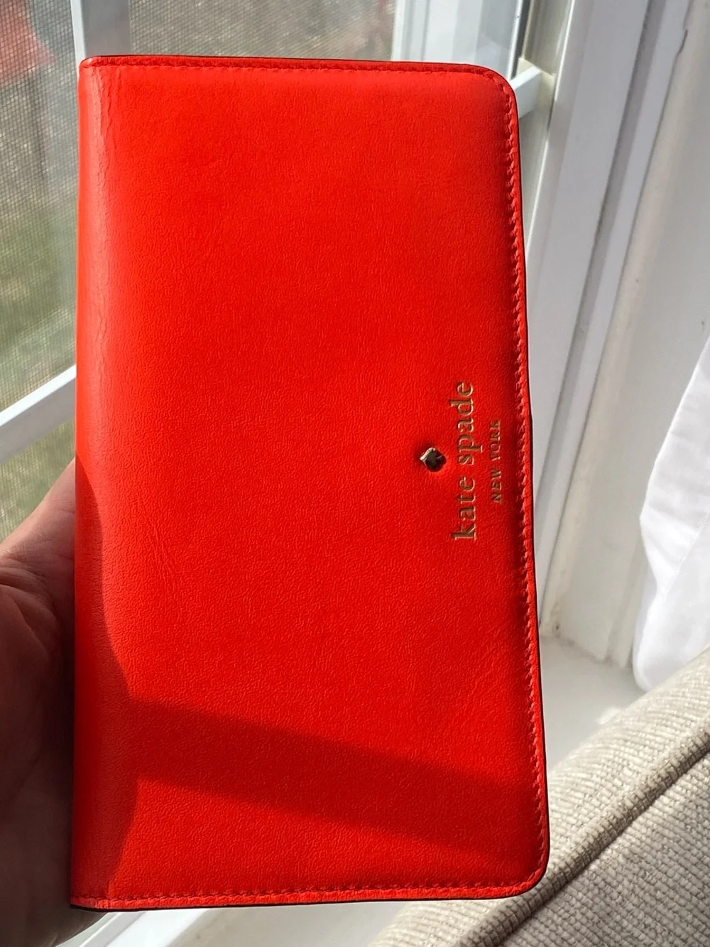 Kate Spade Storybook Lined Red/Orange Wallet - Picture 12 of 12